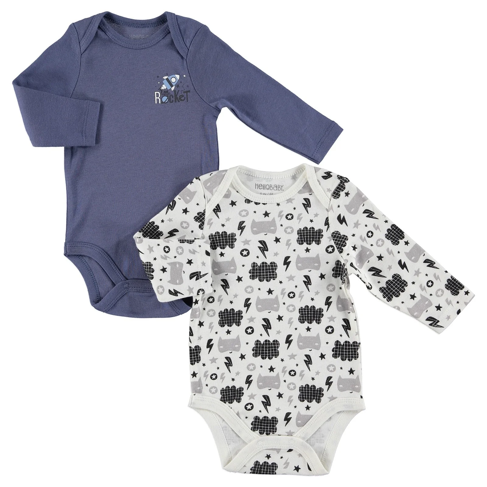 Ebebek HelloBaby/Детский комплект из 2 предметов боди с длинными рукавами Детский