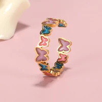 sweet cute love heart butterfly luminous rings for women girls colorful enamel rose flower glow in dark ring y2k style jewelry
