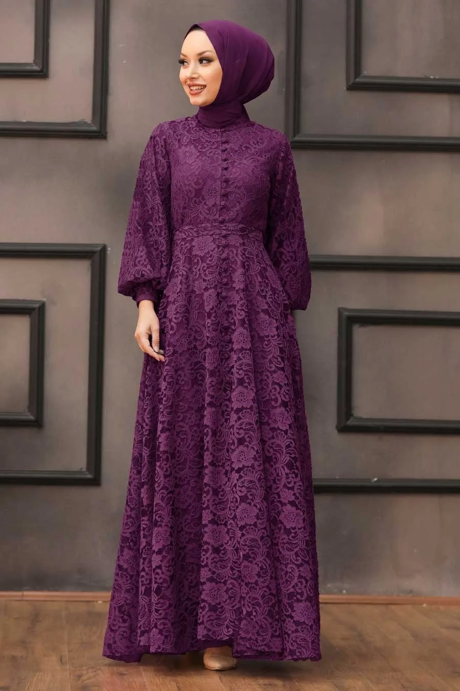 Women's evening dress lace embroidered lined elegant tasarım hijab evening dress Muslim fashion Islamic clothing women clothing fashion