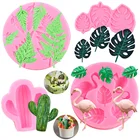 Тропический лист, кактус, фламинго, силиконовая форма, фрукты, конфеты, глина, смола, шоколад