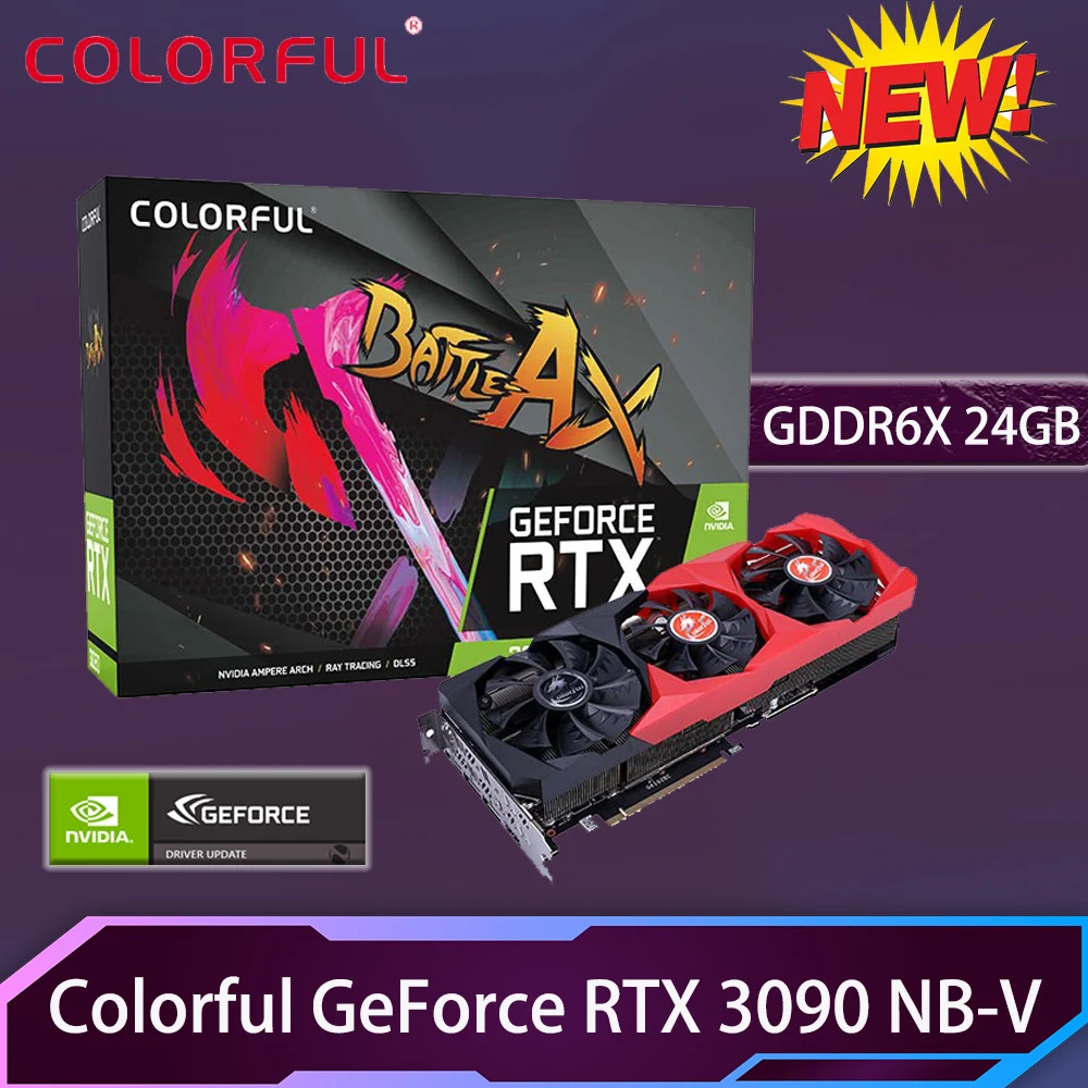 

GDDR6X Colorful GeForce RTX 3090 NB-V Video Card 24GB 19500MHz 384bit HDMI 1.4 PCIe4.0 NVIDIA RTX 3090 Mining Graphics Cards New