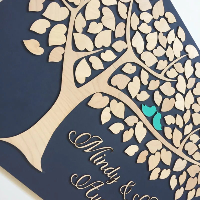 Уникальная Гостевая книга альтернативная 3d деревянная свадебное дерево и сердца