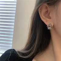 vintage princess crown earrings for women silver color pendant charm ear stud korean fashion party emo jewelry gift %d1%81%d0%b5%d1%80%d1%8c%d0%b3%d0%b8 2022