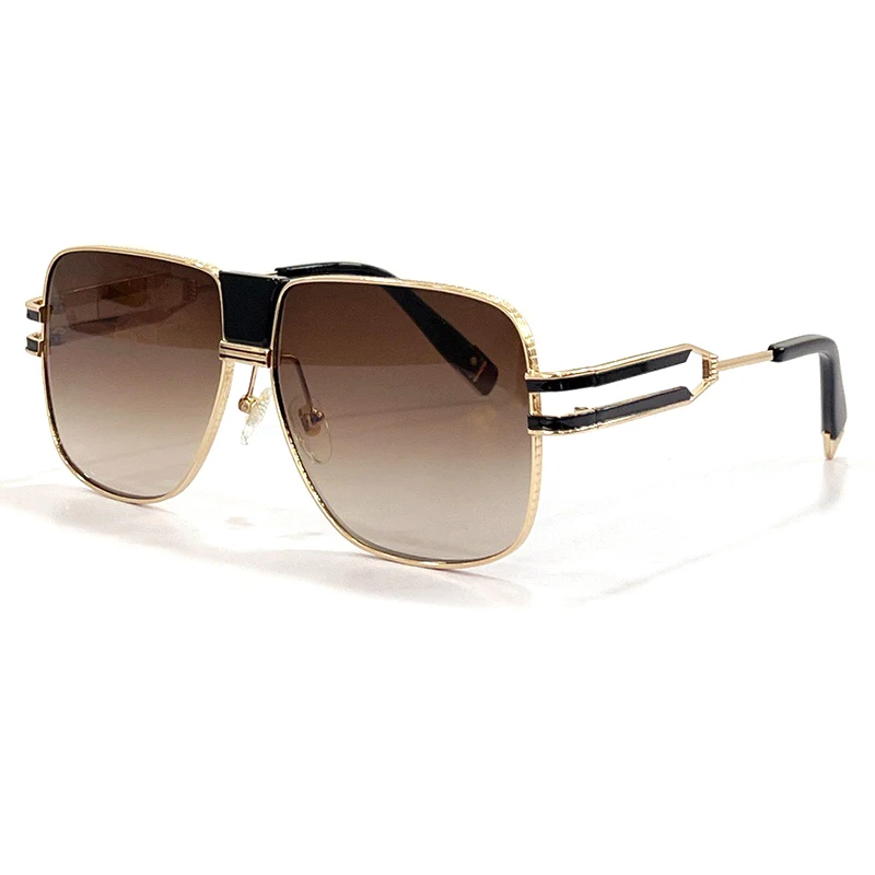 

New Fashion Men Sunglasses Metal Vintage Square Rectange Oversize Gradient Sun Glasses Uv400 Shades With Box