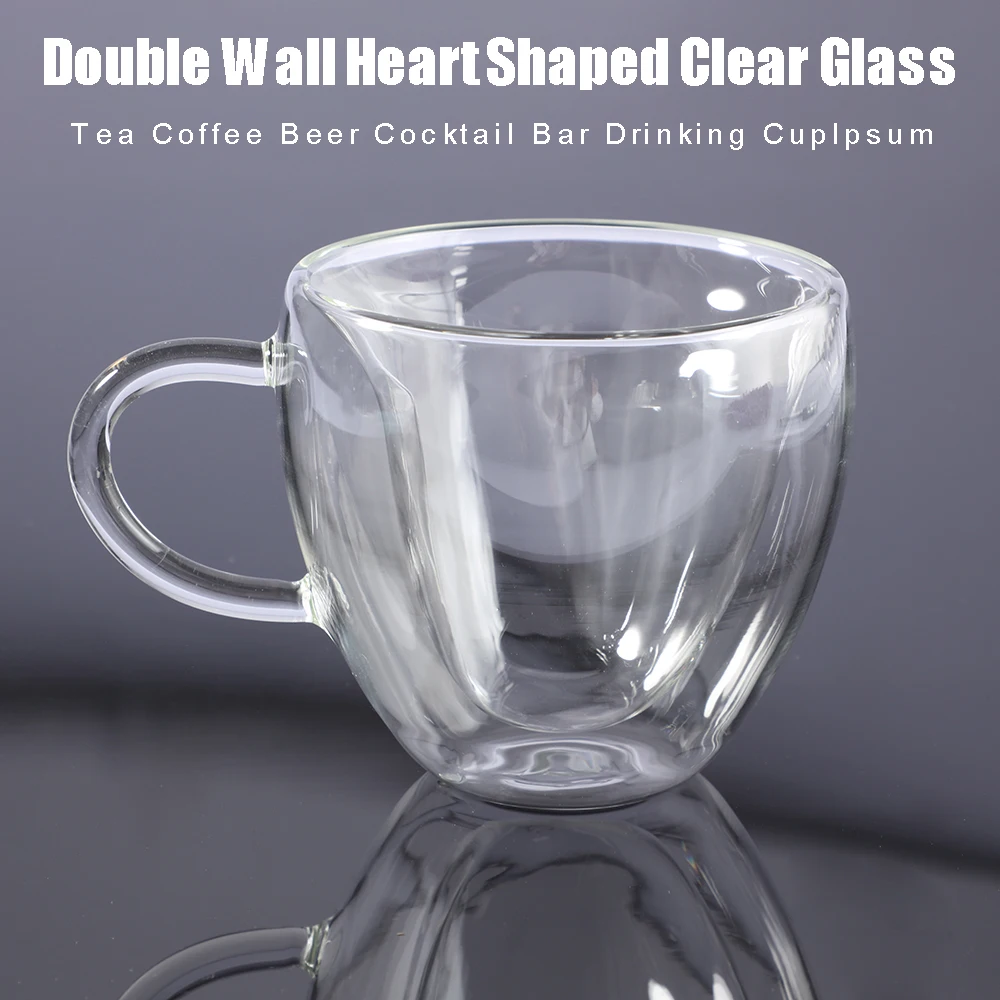 

Heart Love Shaped Glass Mug Couple Cups Double Wall Glass cup Heat-Resisting Tea Beer Mugs Milk coffee Cup Gift Drinkware
