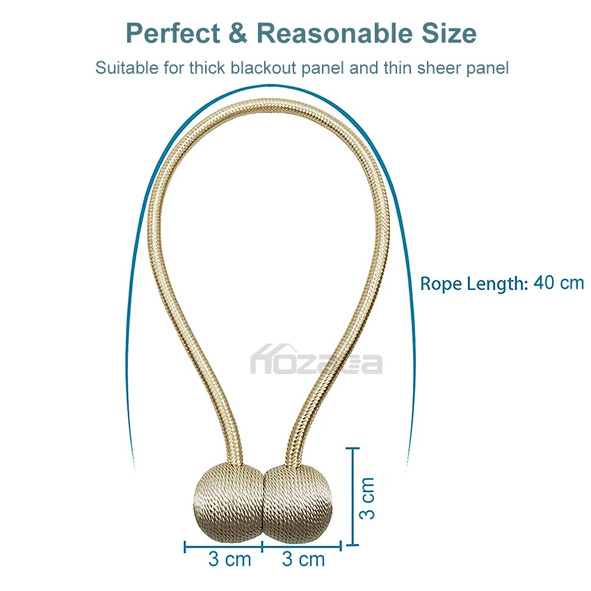 

Hozada 2 PCS Magnetic Curtain Buckle Magnetic Curtain Tiebacks Convenient Drape Tie European Style Rope Curtain Rings Buckles