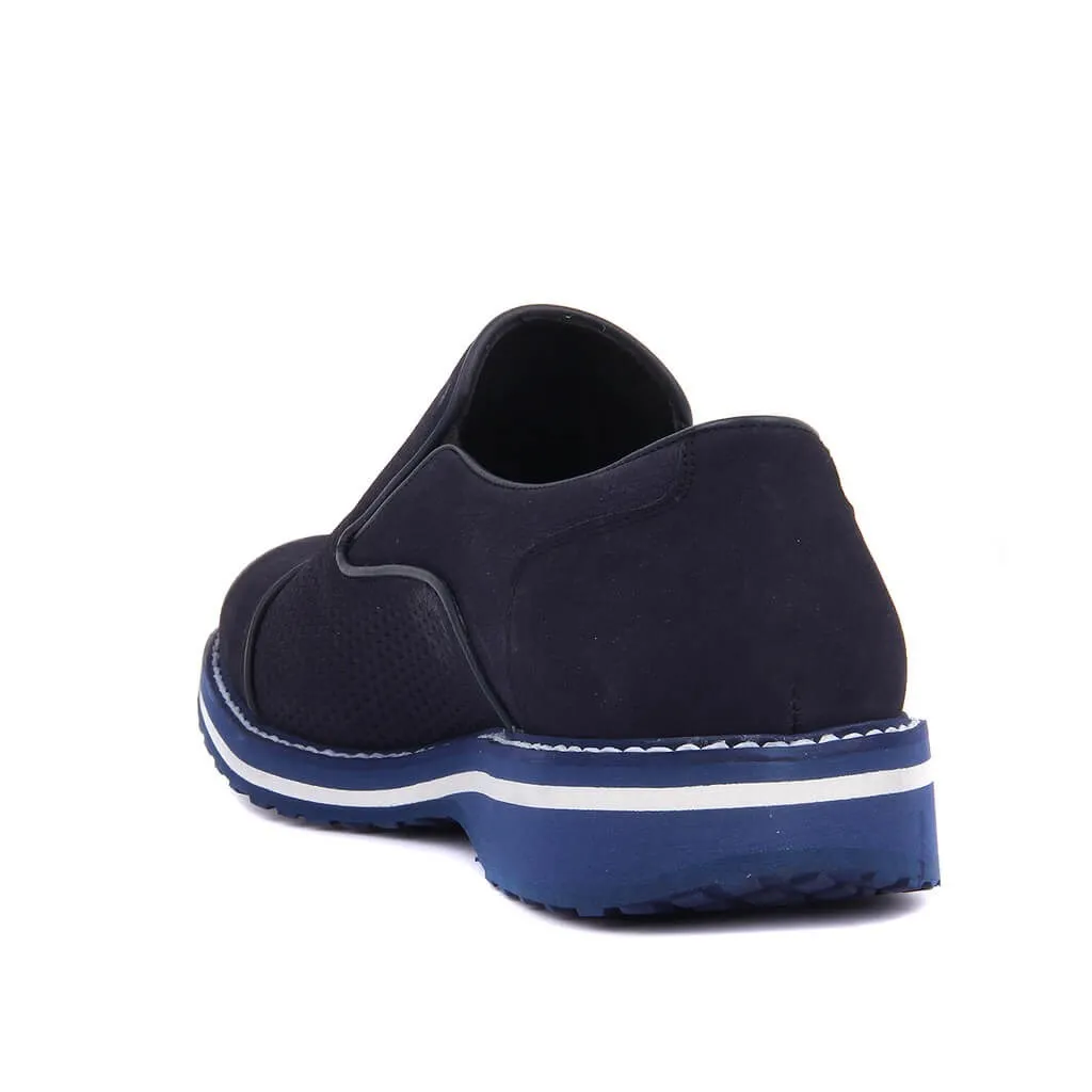 Fosco-Navy Blue Nubuck Men Casual Shoes New Oxfords Leather Fashion Slip On Formal Business Wedding Dress Free Shipping | Обувь