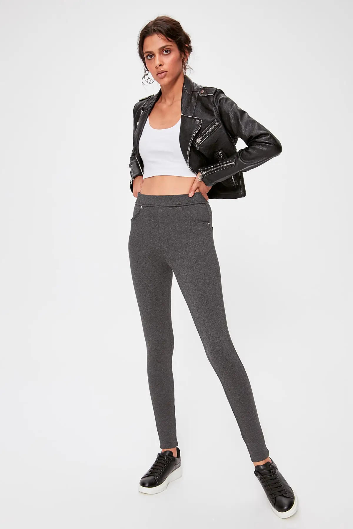 Trendyol Gray Jegging Knitted Leggings TWOAW20TA0045 | Женская одежда