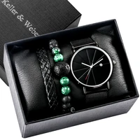 3 pcs fashion mens watches bracelet set top brand luxury quartz watch casual calendar mesh band sport watch relogio masculino