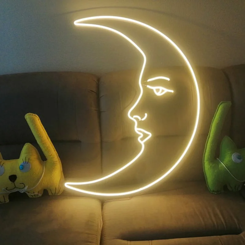 

Moon Neon Sign Moon Neon Light Sign Vintage Moon Neon Light Wall Art Handmade Neon Sign Room Decor Neon Sign Bedroom LED