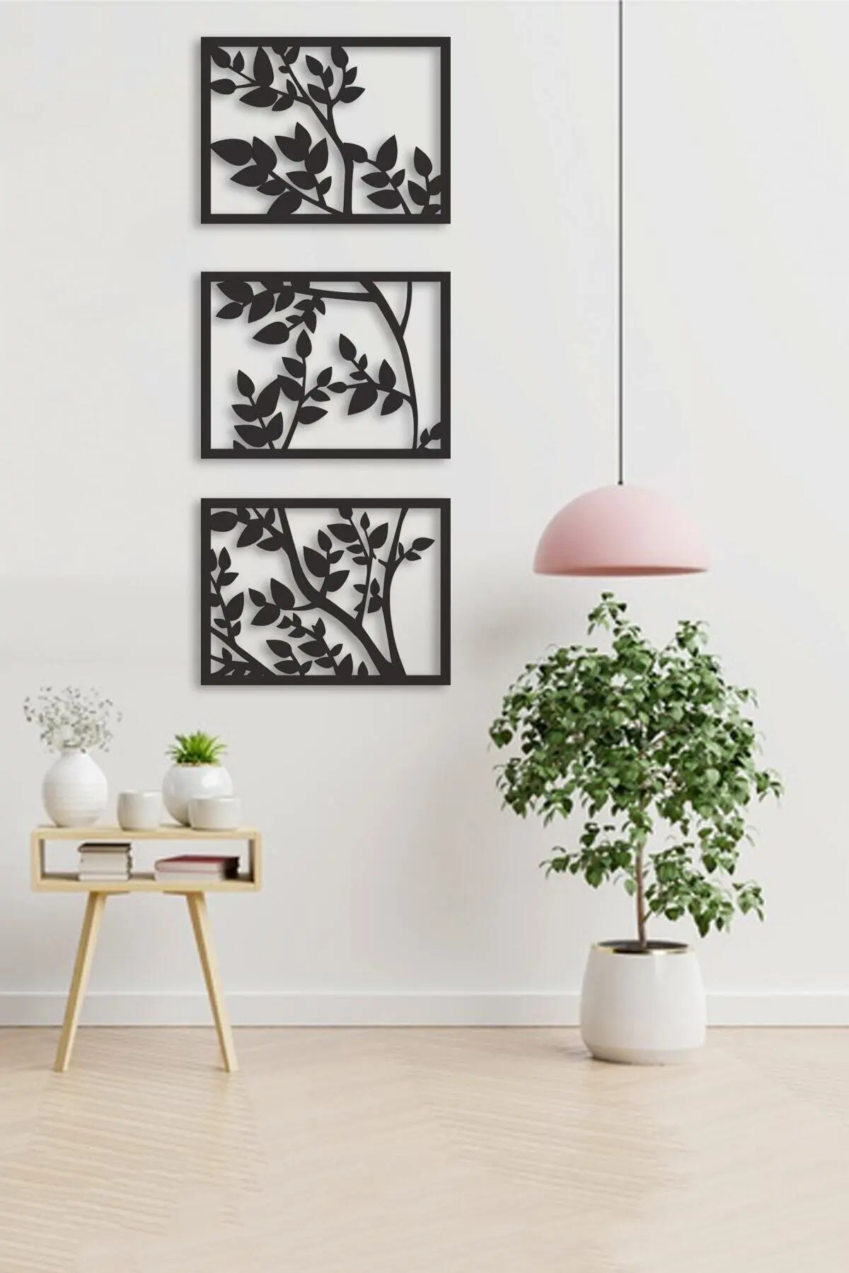 

Wall Painting 3pcs Wooden Decorative Wall Painting With Branch And Leaf Pattern