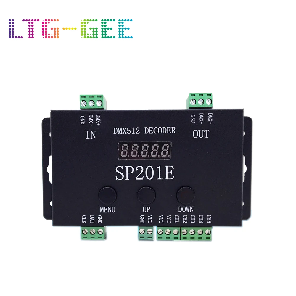 LTG-GEE DC5V-24V DMX512 Декодер контроллер SP201E SPI сигнала адресуемых IC светодиодный