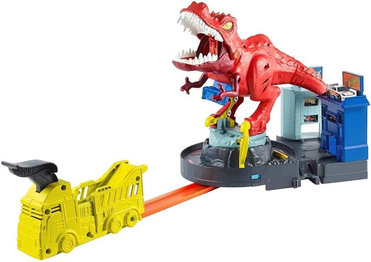 Игрушечный комплект Hot Wheels T-Rex для атаки GFH88 мужской детский гоночного автомобиля