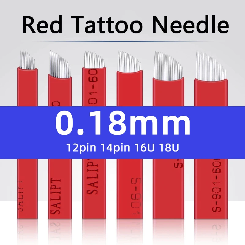 

500 PCS/lot Microblading Blade 0.18mm Tattoo Needles Permanent Makeup Eyebrow Embroidery Blade Red Pontas Flex Brow