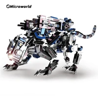 microworld 3d metal puzzle games mechanical police dog models assemble diy laser cut jigsaw kit christmas gift toys for adults