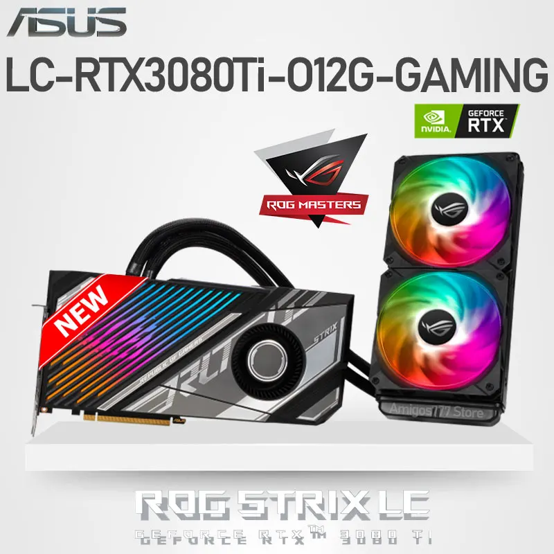 Видеокарта ASUS Raphic ROG-STRIX-LC-RTX3080TI-O12G-GAMING GDDR6X, 12 Гб, RTX 3080 TI, 384 бит, PCIe 4,0 GPU, игровая видеокарта RTX 3080 ti видеокарта 3080 РАБОЧИЙ СТОЛ ДЛЯ АМД ИНТЕЛ игравой компютер кулер материнской