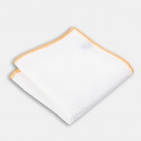 

Yellow dot patterned white linen handkerchief 67827645