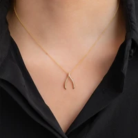 10pcs wishbone necklace men modern jewelry tiny charm pendant minimal good luck everyday unique birthday gift for mom and wife