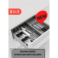 Drawer Organizer Cutlery Chef Knife Rack Multi Compartment Kitchen Utensil Stand Multifunctional Cabinet Tray Tools