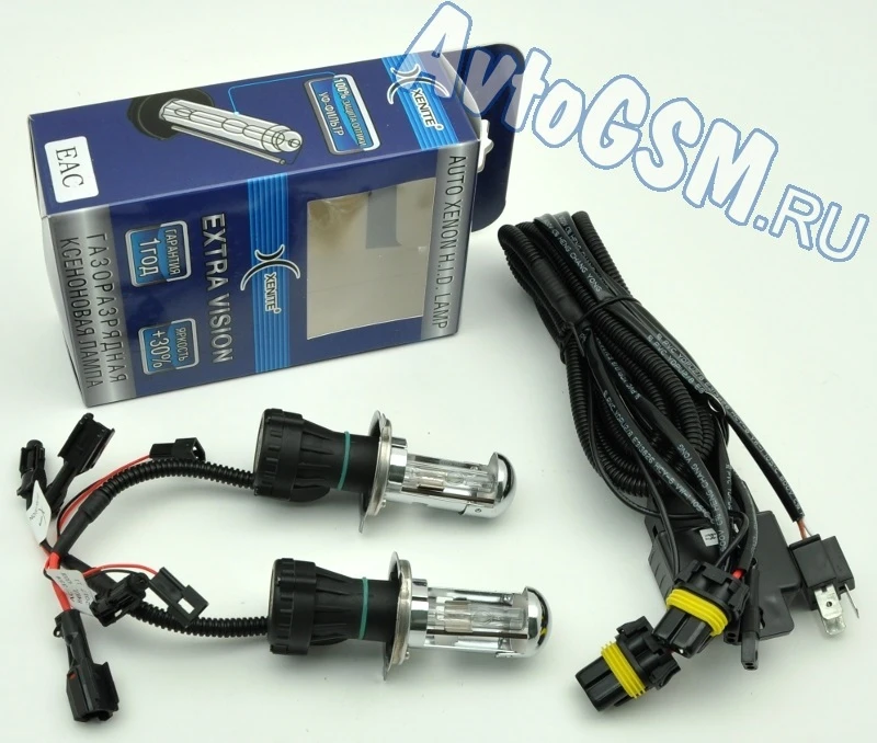 Комплект биксеноновых ламп Xenite Extra Vision H4 H/L 5000K +30% (1004104) 2 шт. мощность 35 Вт