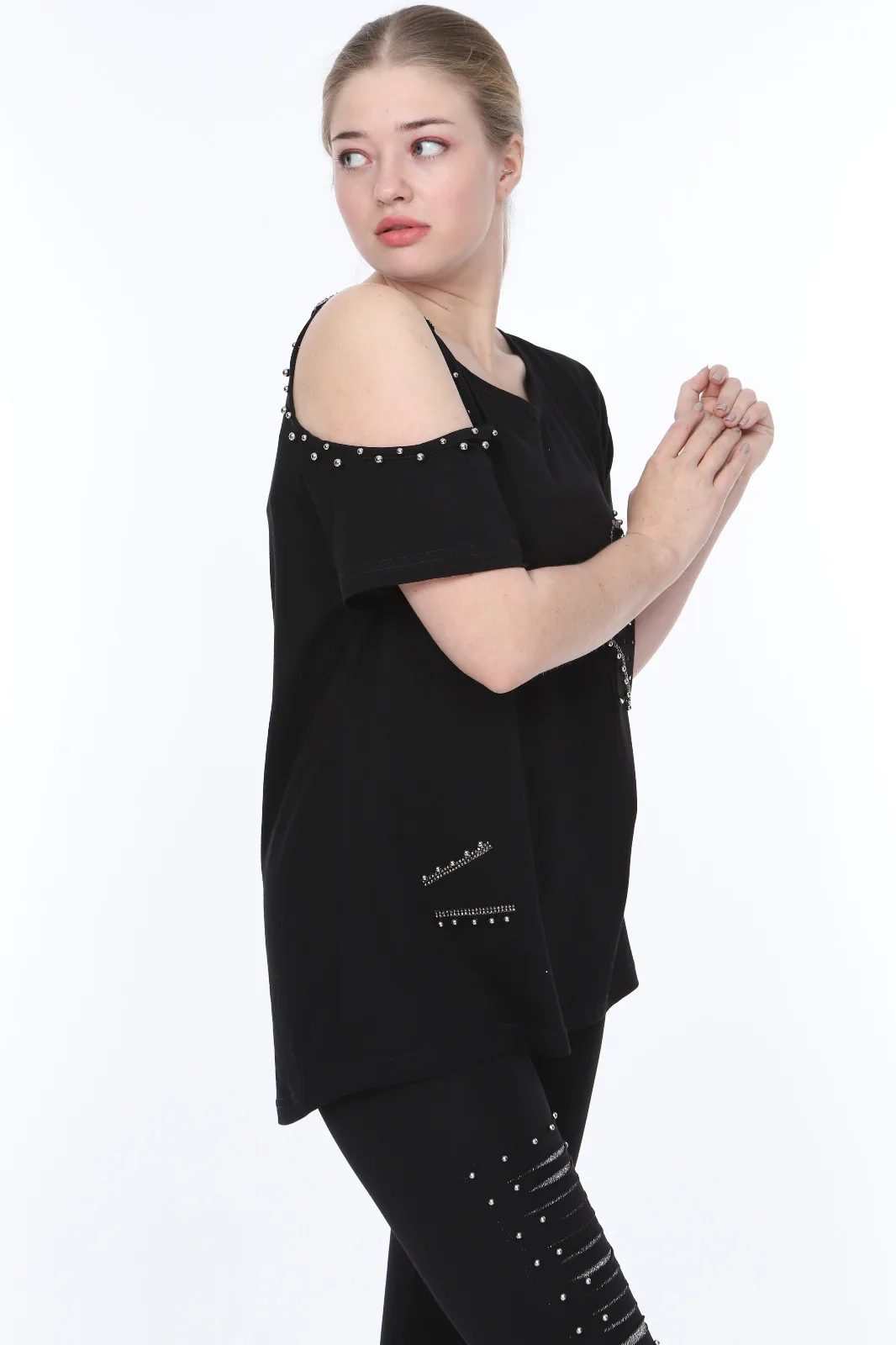 diaves frauen selbst wirkung säure spülung ripped pailletten pailletten detaillierte fahrrad hals schulter low cut trainingsanzug set free g