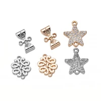 5pcs alloy double hole bow knot star china knot small pendant charms connector for necklace bracelet diy jewelry making supplies