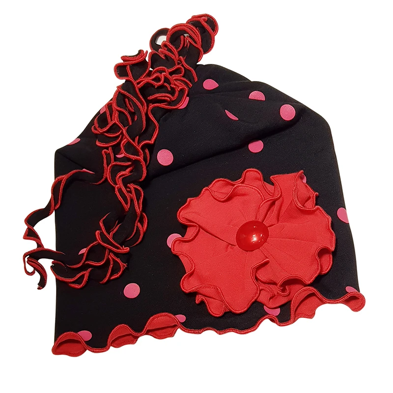 

Babygiz black color red polka dot flower and tassel accessory double coat autumn winter spring use hat beret neck collar