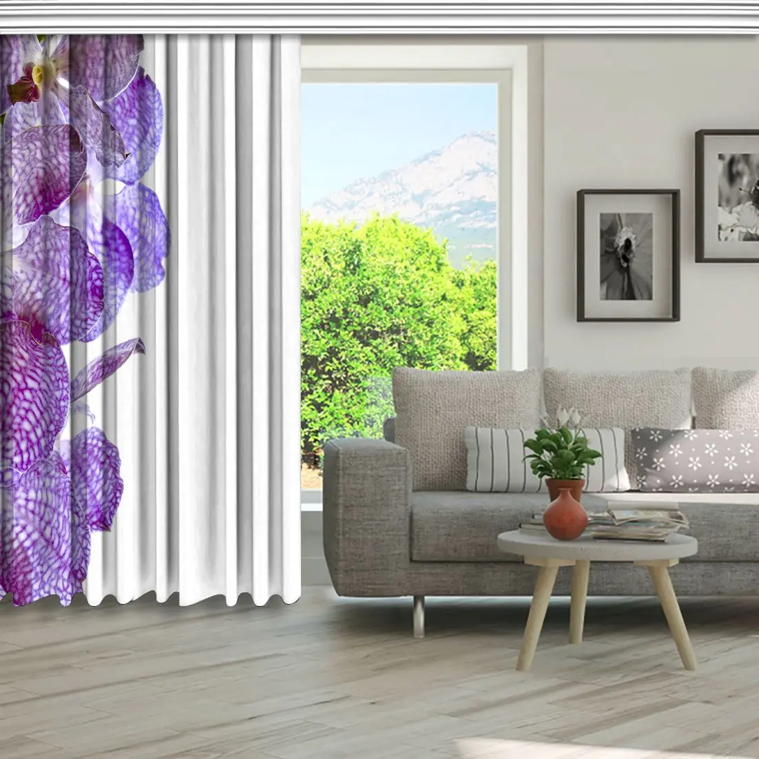 Занавеска Орхидея цветы экзотические тропические природа цветочные