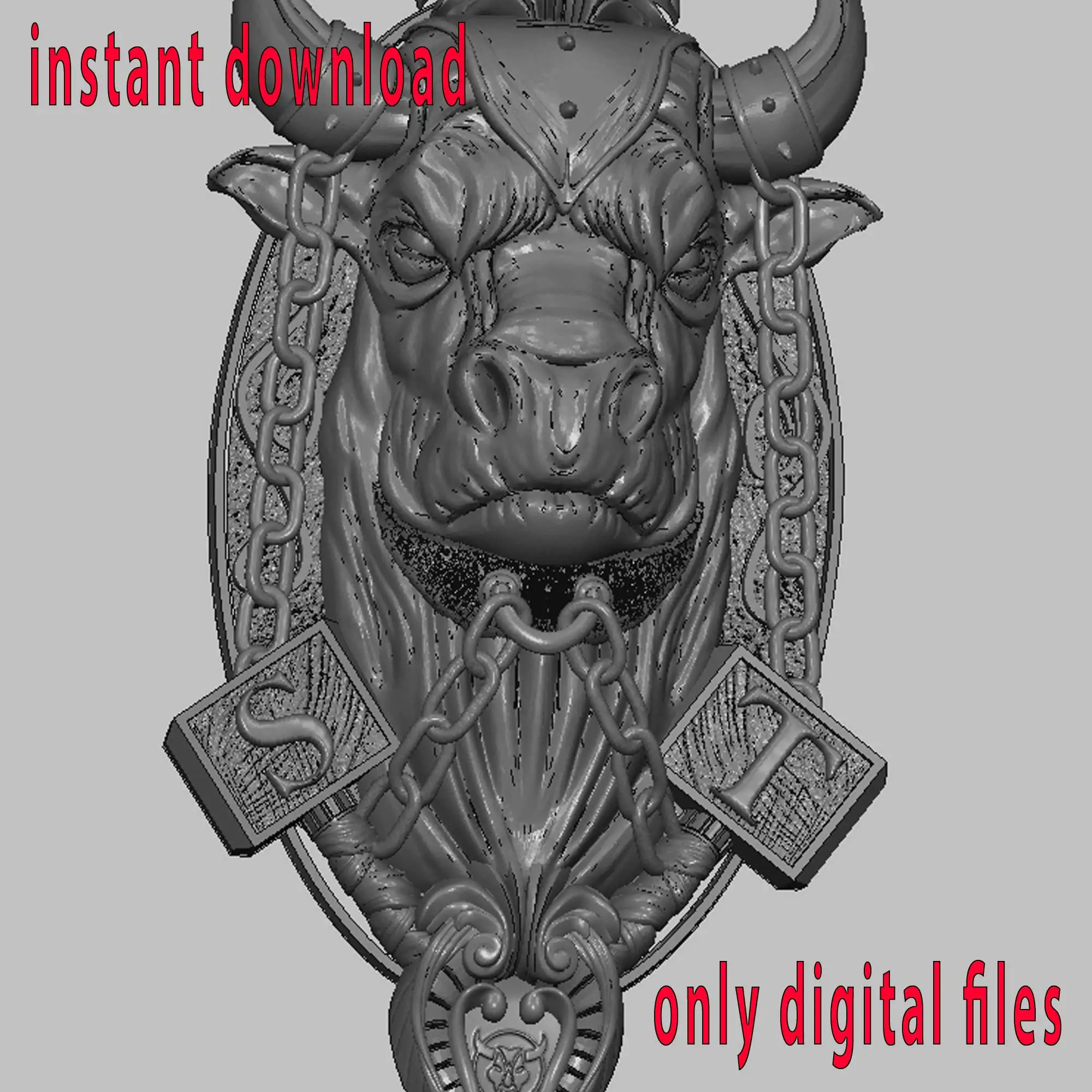БЫК в ЦЕПЯХ файл для ЧПУ STL Model 3D wall art CNC files Desing | Электронные компоненты и