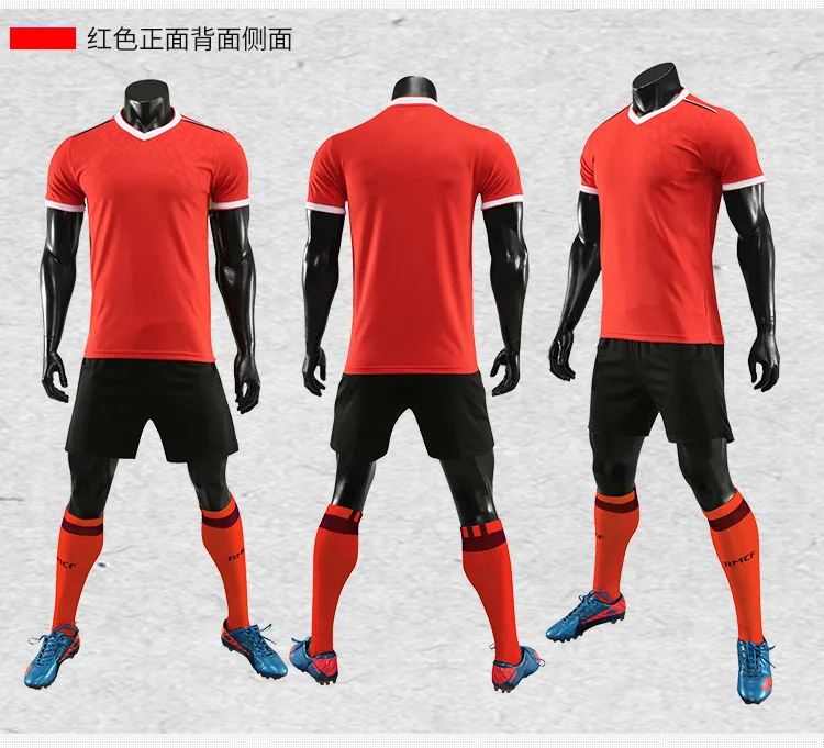 Customize Soccer Jersey+Shorts Set Pure Color Sport Training V-Neck T-Shirts Design Team Logo Softball Uniform Adult Youth Kids | Спорт и