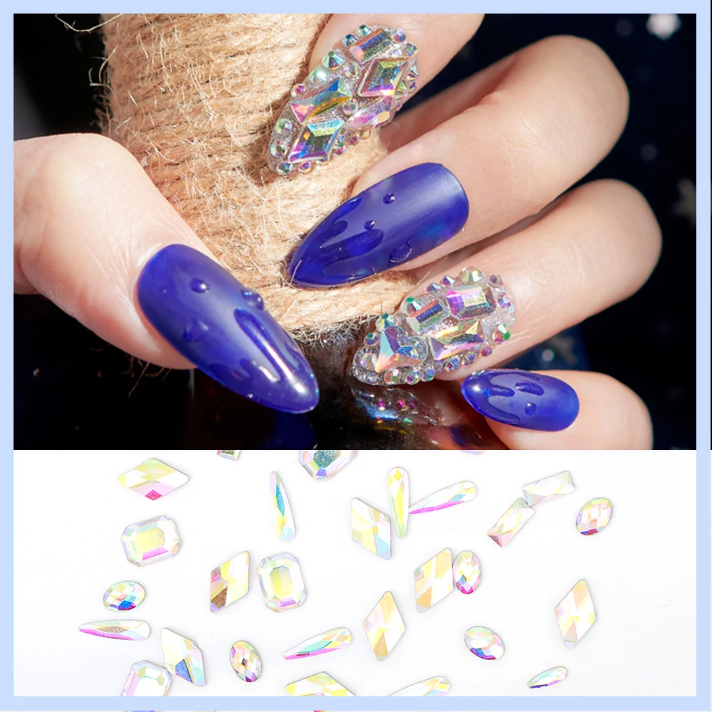 TP 200 шт. Стразы для дизайна ногтей плоский кристалл AB в форме капли сердце