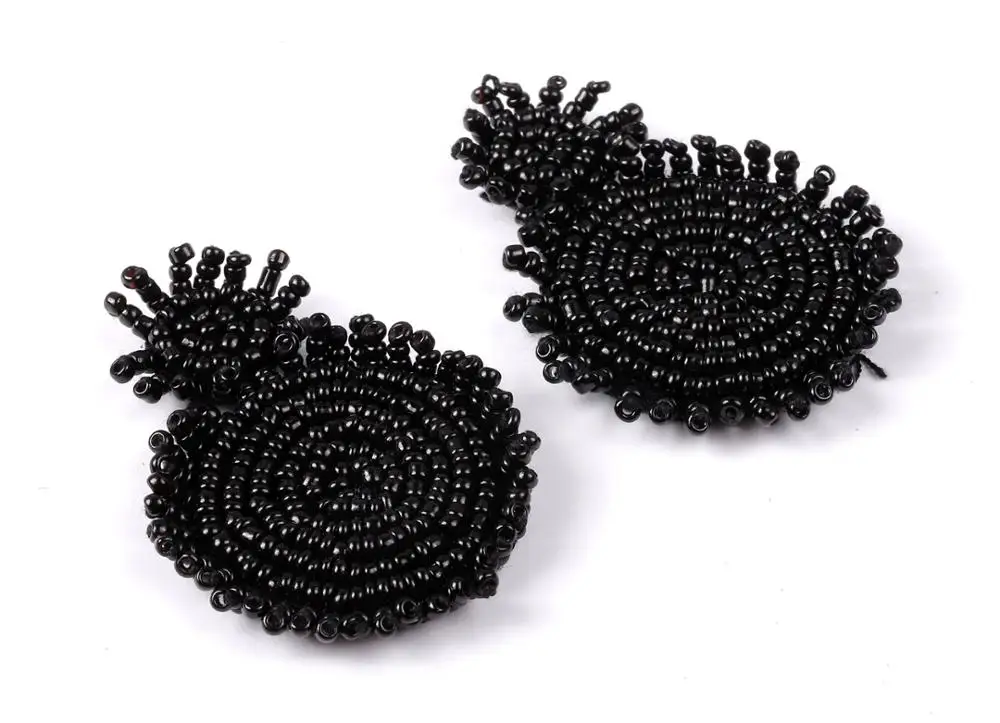 

TH1059 - 2Charms - Beaded Round Earring Charms - Japanese beads - Handmade Beaded Pendant - Earring Accessories - 51.5x35x5.7mm