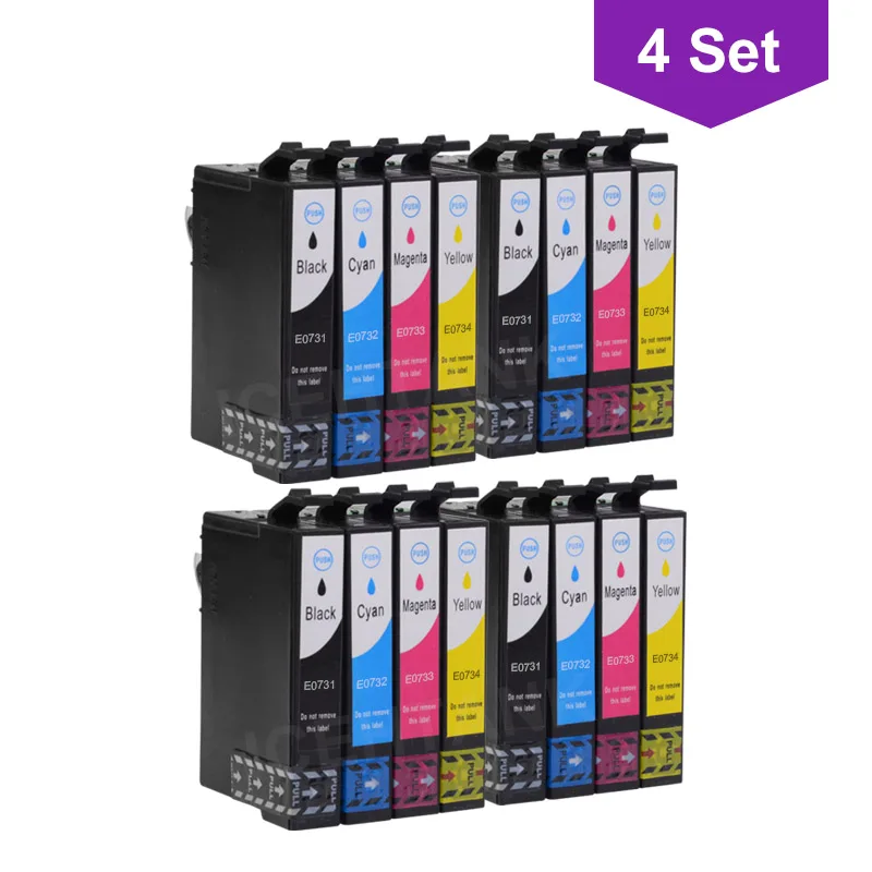 ICEHTANK совместимый чернильный картридж для принтера Epson 73N T0731 стилус CX3900 CX5900 CX4900 CX7300 CX8300 TX200 TX210 C79 C90 принтер - Цвет: T0731-4  4 Set