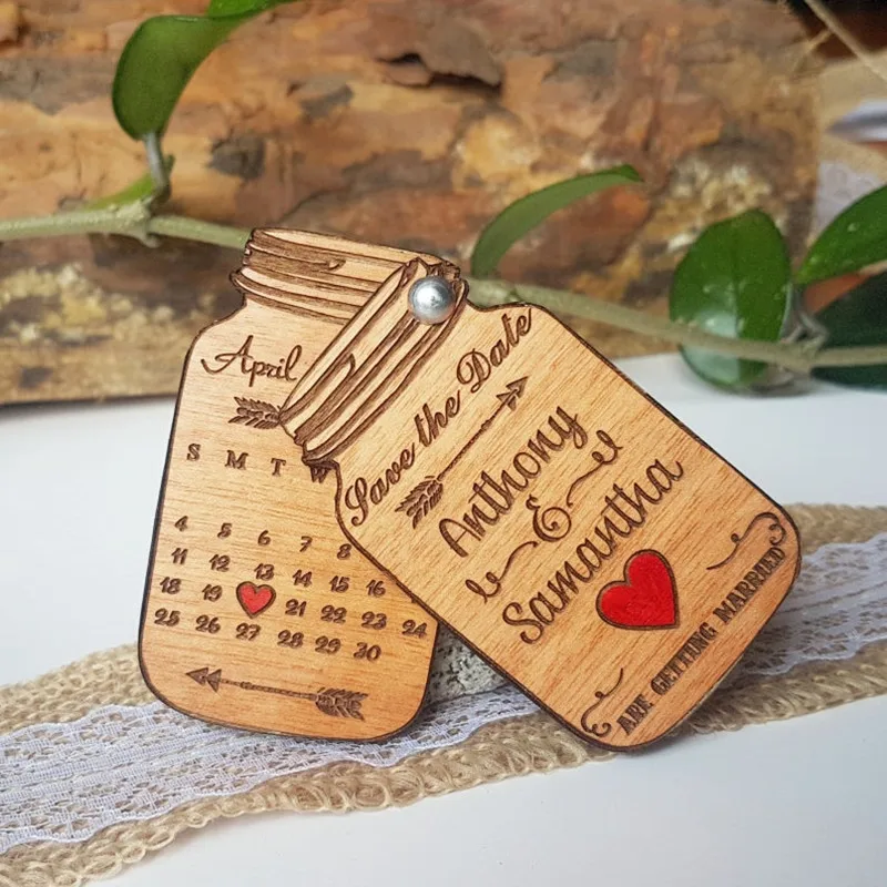 Деревянный Бохо Свадебный магнит для сохранения даты с картами изготовленный на