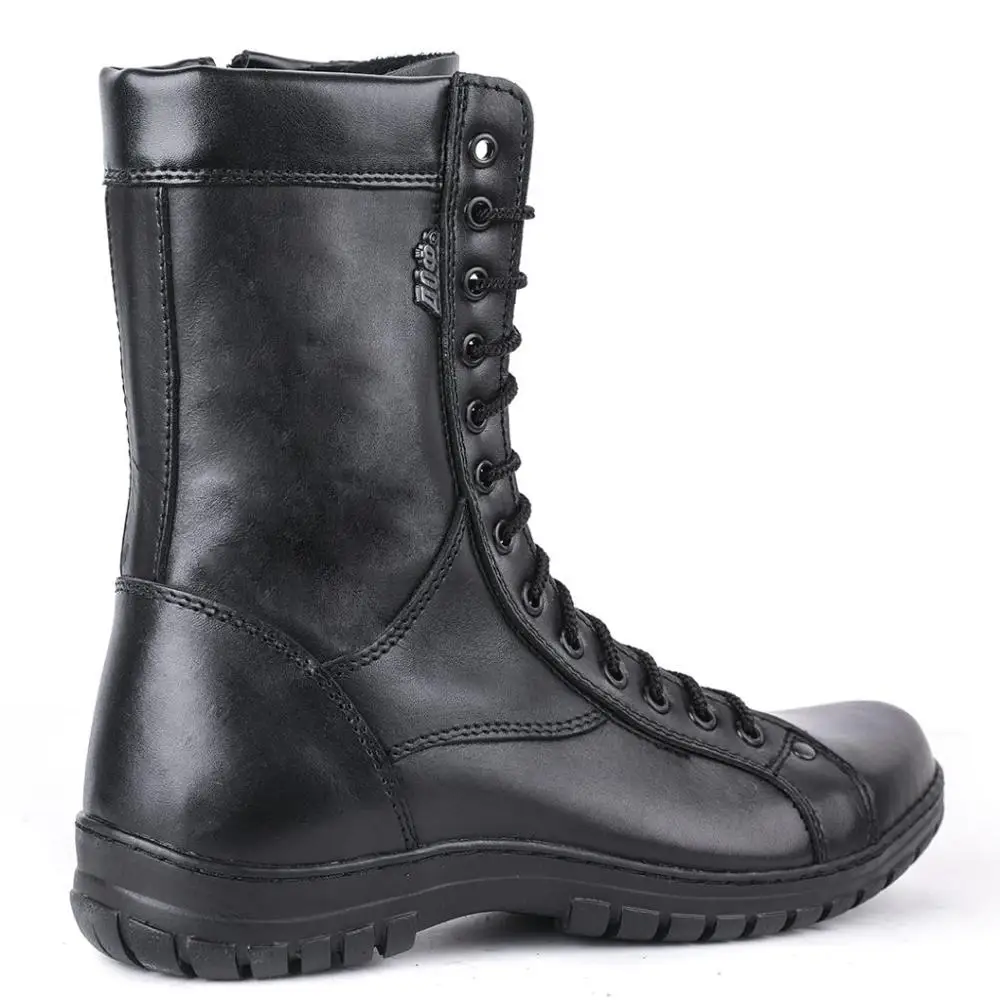 Демисезонные черные армейские берцы из натуральной кожи на шнуровке Мужская