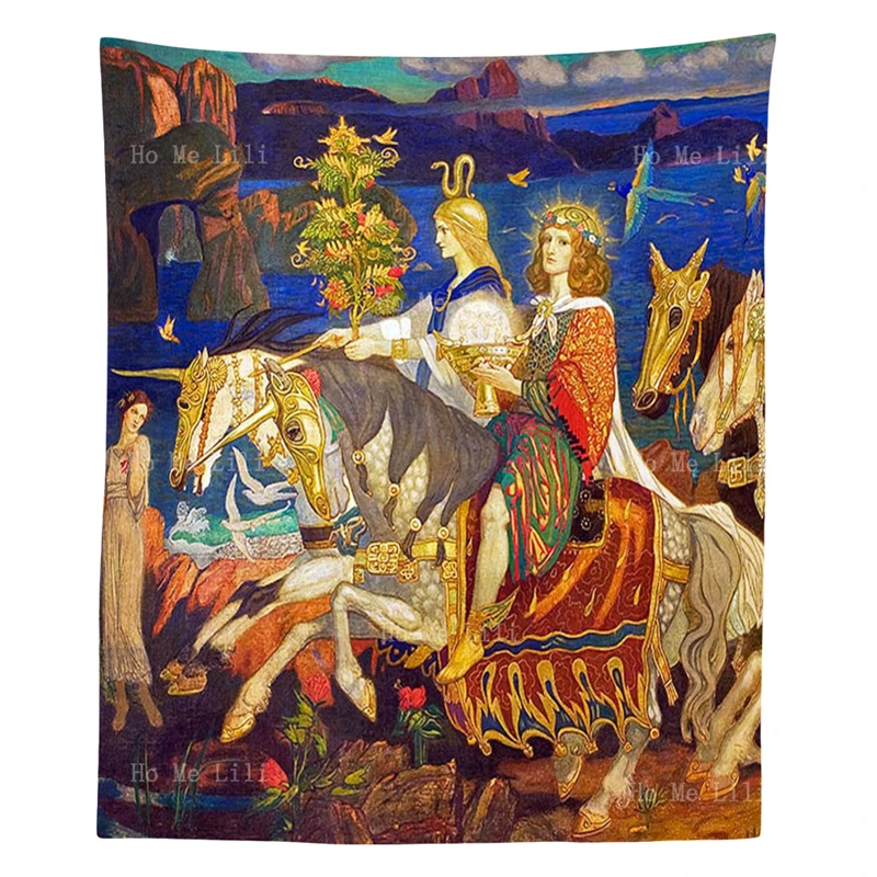

The Riders Of Sidhe And Sheba Queen Two Riddles, средневековый винтажный стиль, Джон Данкан, художественный настенный гобелен от Ho Me Lili