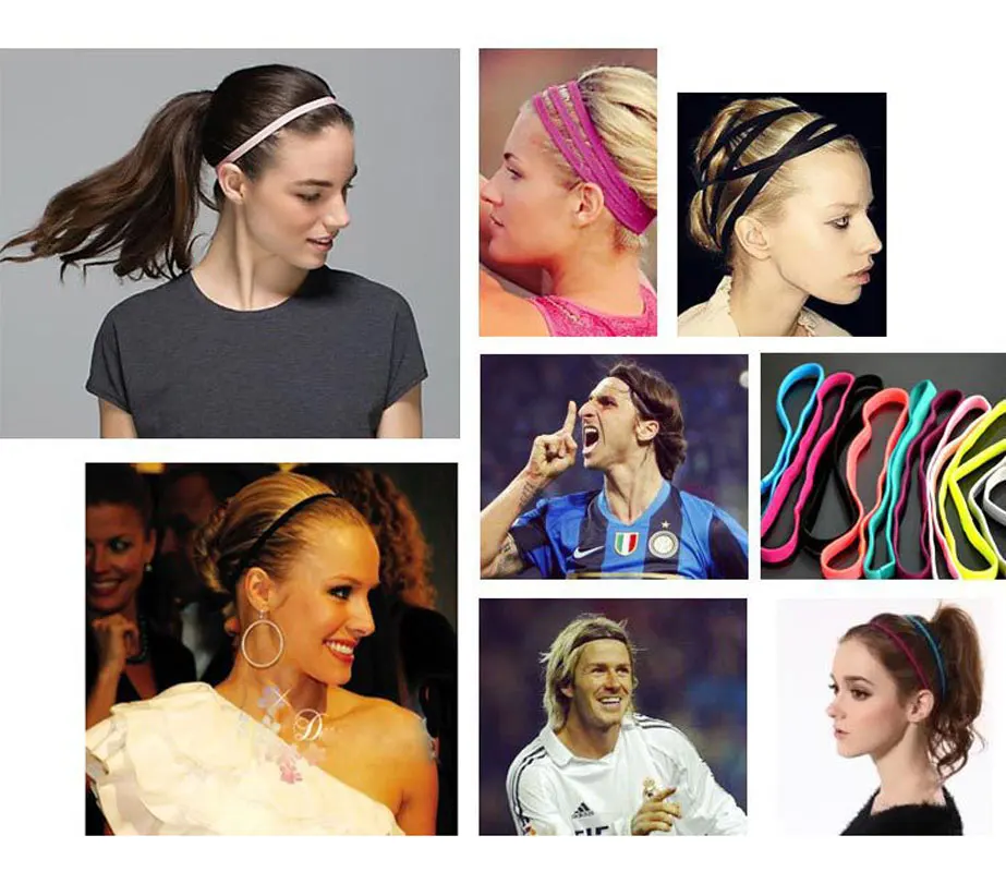 

New Sports Headband Sweat-absorbent Running Fitness Hair Bands Non-slip Elastic Rubber Scrunchies Universal Hair Accessories