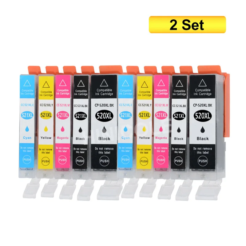 2 Sets 10 шт чернильные картриджи PGI 520 CLI 521 для Canon PIXMA iP 3600 4600 4700 MP 540 550 560 620 630 640 980 MX860 принтер с чипом - Цвет: 2 Sets