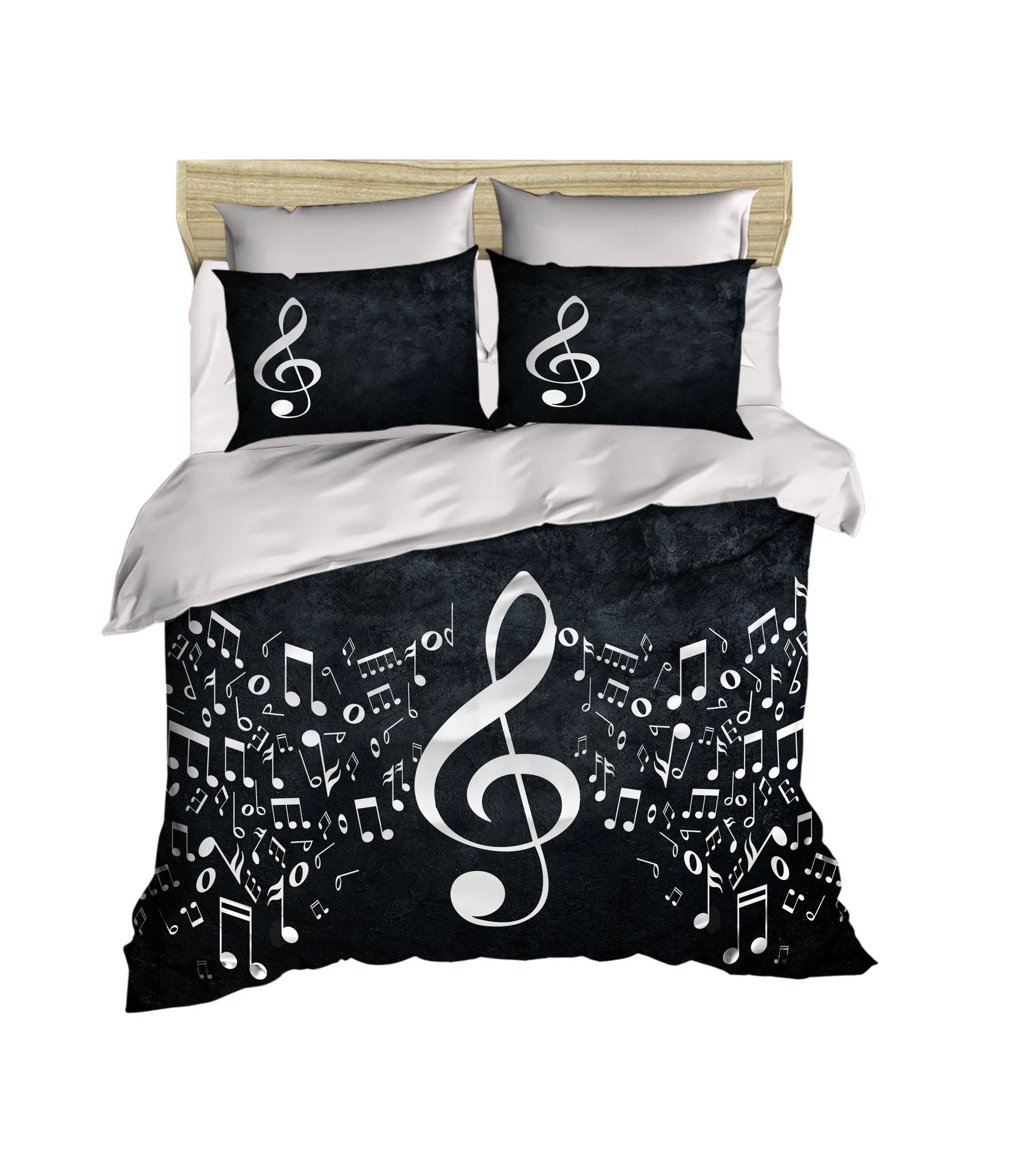 

100% Turkish Cotton Music Bedding Treble Clef Themed 3D Printed Duvet Cover Set, Made in Turkey