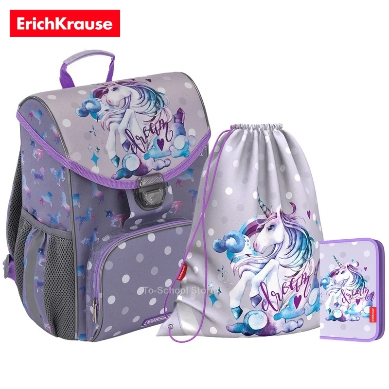 Школьный ортопедический ранец для девочки Erich Krause ErgoLine 15L Dream Unicorn + пенал и мешок