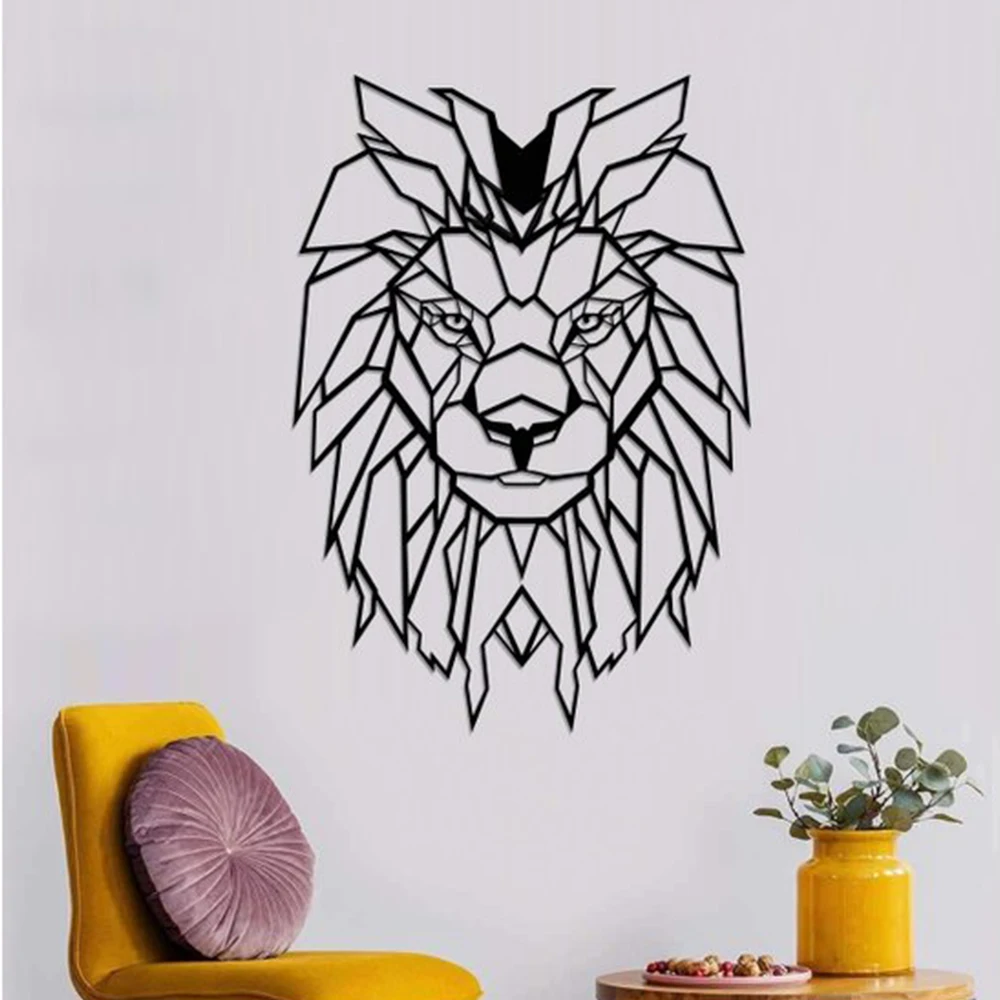 

Металлическое настенное украшение с изображением Льва, животного, короля, Декор, лазерная вырезка, подвеска для помещений и улицы, лампа для...