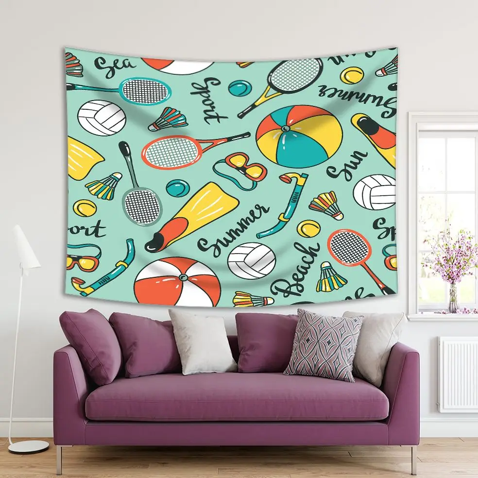 Гобелен волейбол Дайвинг бадминтон и теннис иконы Лето Пляж Спорт Забавный арт