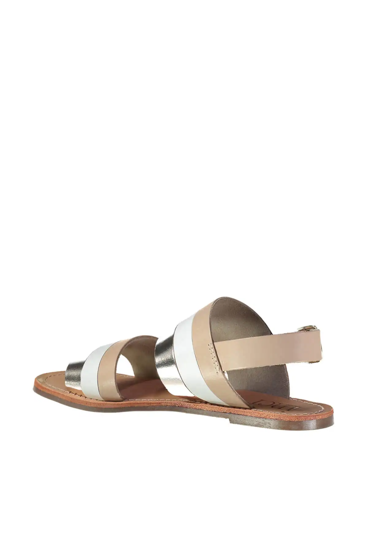 Светло коричневые женские босоножки из натуральной кожи с жемчугом