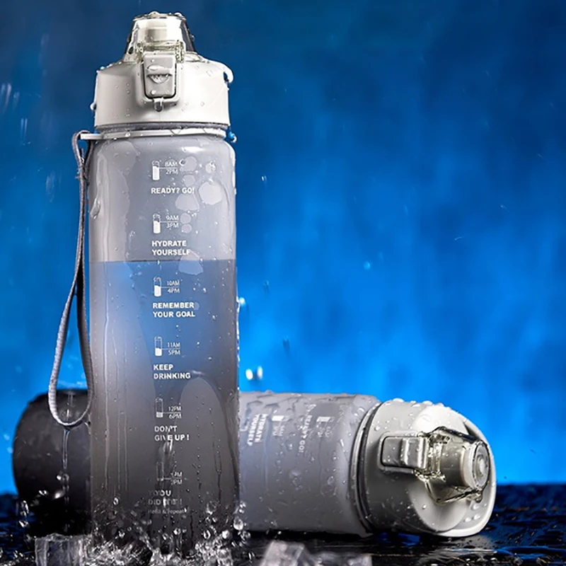 1 л Спортивная бутылка для воды с соломинкой портативные вместительные бутылки