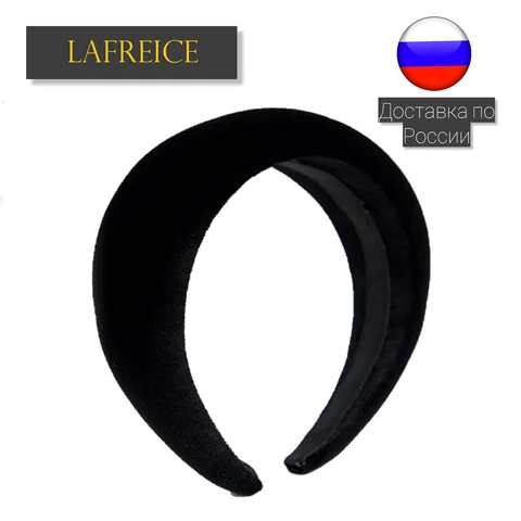 Ободок для волос женский бархатный черный Lafreice