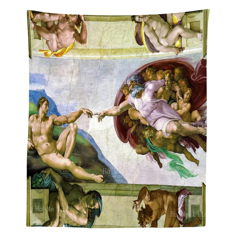 

The Creation Of Adam Sistine Chapel Ceiling Michelangelo Italian Art Wall Hanging Tapestry By Ho Me Lili