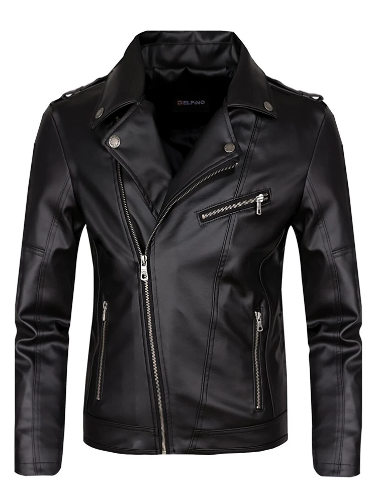 

Куртка зимняя мужская leather Diagonal Zipper Men 'S