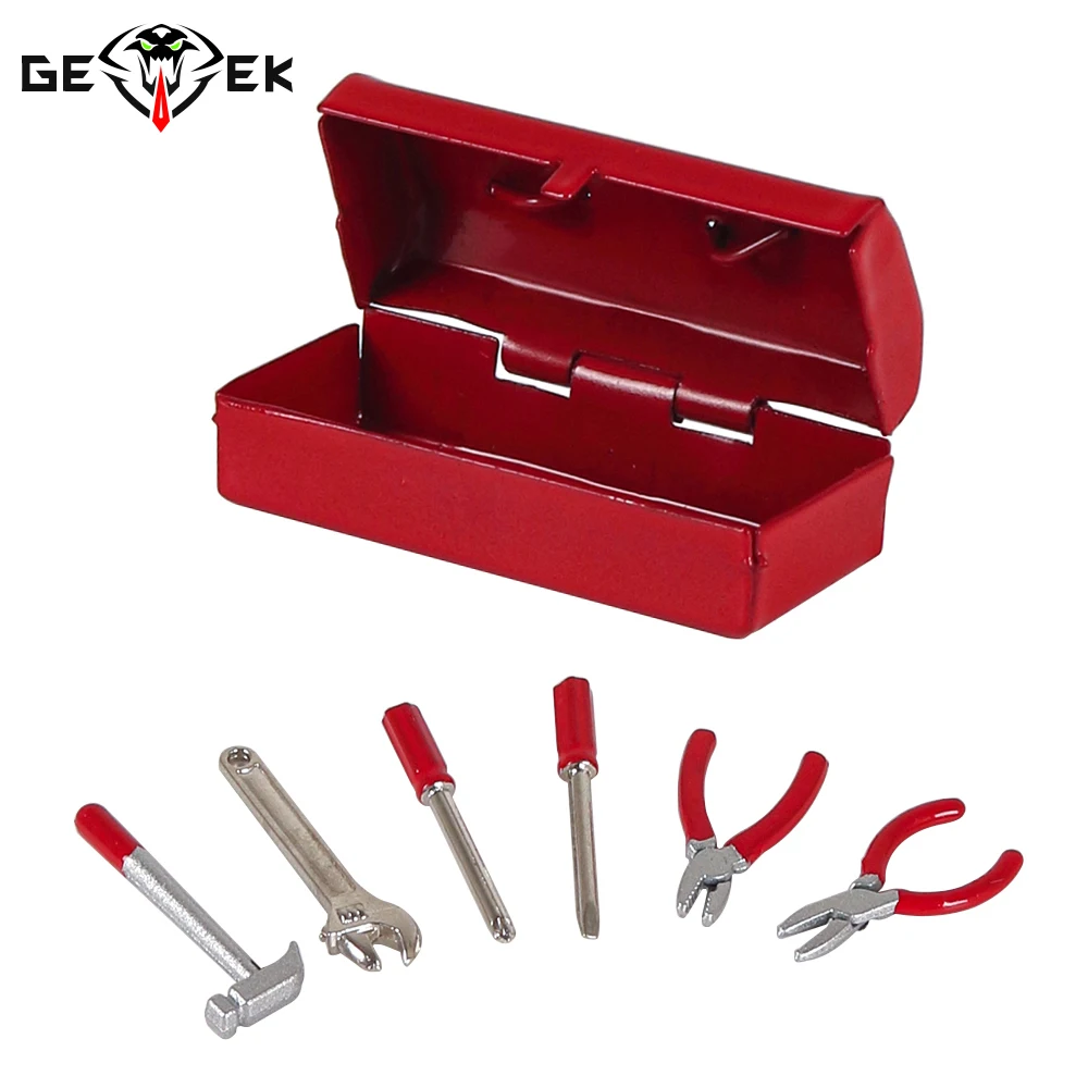 

RC Car Scale Accessories Mini Hammer Wrench Pliers Screwdriver Tools Box for TRX4 SCX10 1/12 WPL D12 MN99S D90 ZP1001