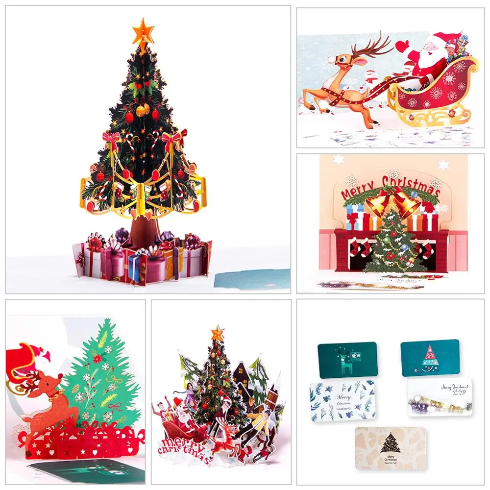 3D всплывающие рождественские поздравительные открытки лазерная резка подарки