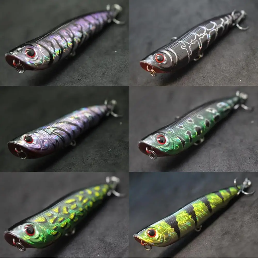 Фото WLure 10 см 17 г длинная литая приманка Topwater Popper для ходьбы 2 #4 тройные Крючки поплавок-приманка 3D жесткий приманка для рыбалки с глазками W622 №4